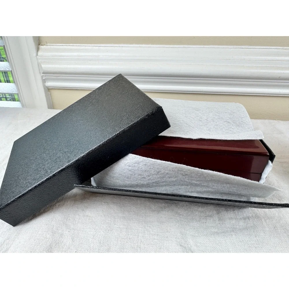 Cherry Wood Jewelry Box High Gloss Lacquer Mirror Ring Rolls White Velvet Lining